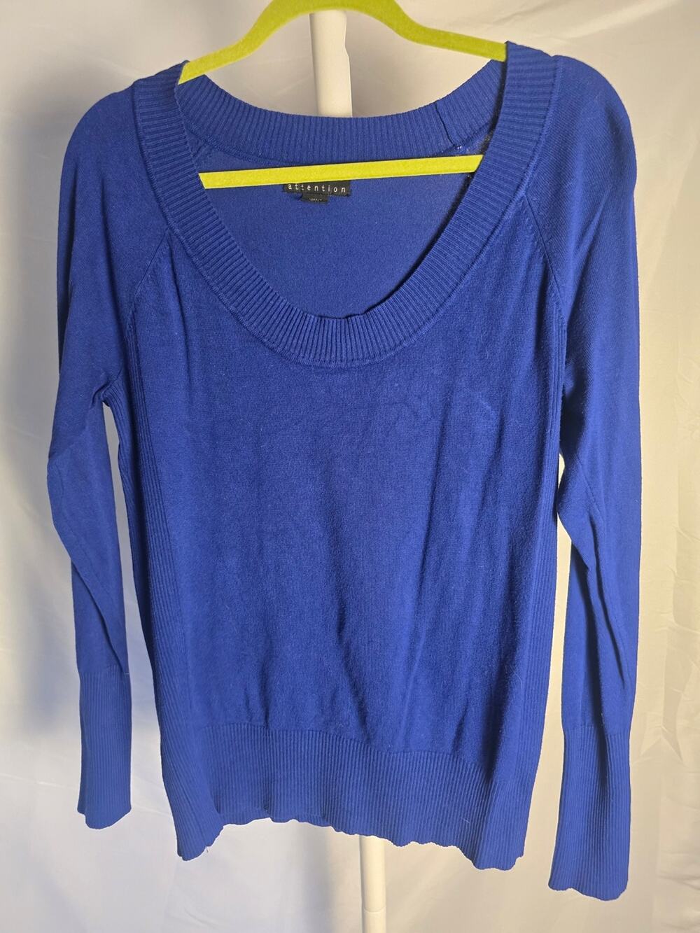 Attention Women's Royal Blue Scoop Neck Sweater Size Large